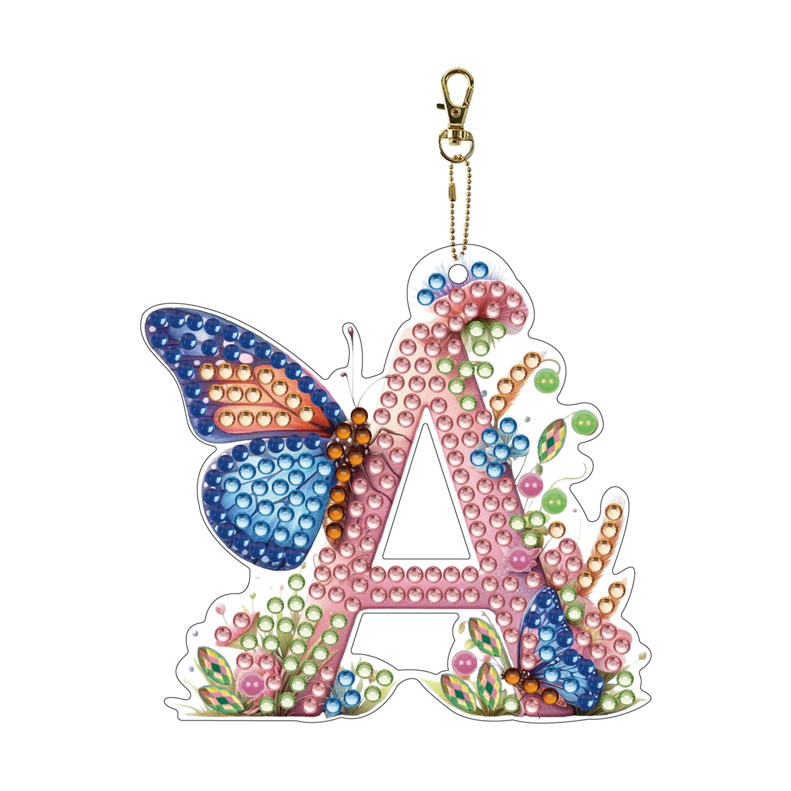 BAYUNOE DIY Butterfly Letters Keychain Double Sided Diamond Art Painting Key Chains Handmade Hanging Ornaments Crafts Home Party Decor-A01-image-46