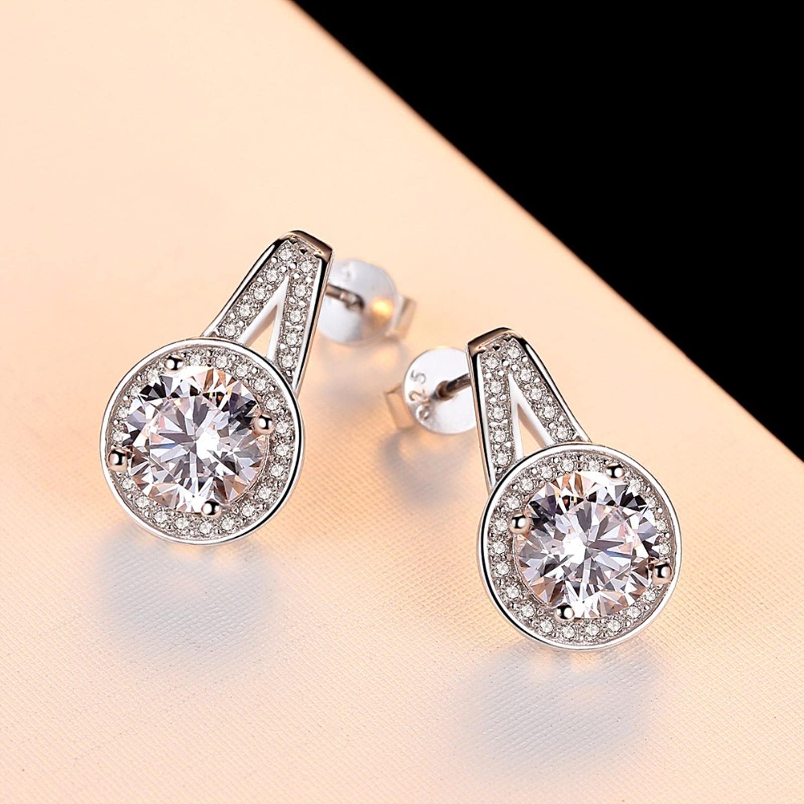 LOKILOKI Eleganti Set di Gioielli da Sposa in Argento 925 per Le Donne Cz Crystal 925 Accessori per Gioielli di Fidanzamento in Argento