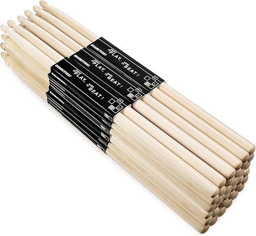 Juego de 20 pares de baquetas de arce, punta ovalada, accesorios de batería, baquetas de madera para adultos y niños (7A)