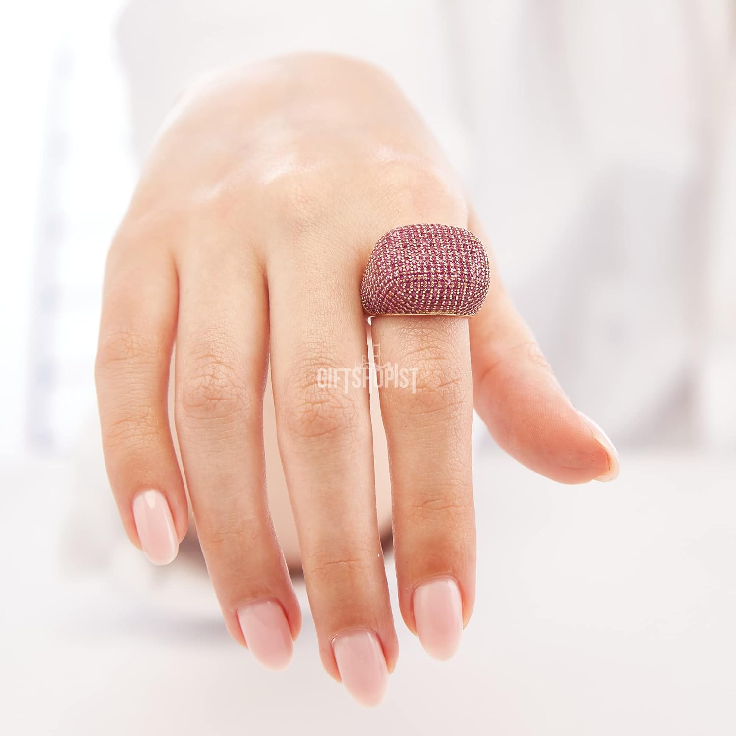 Fantastic Design! Turkish Handmade Jewelry Round Cut Pink Ruby Zircon Stone 925 Sterling Silver Ring Size Options