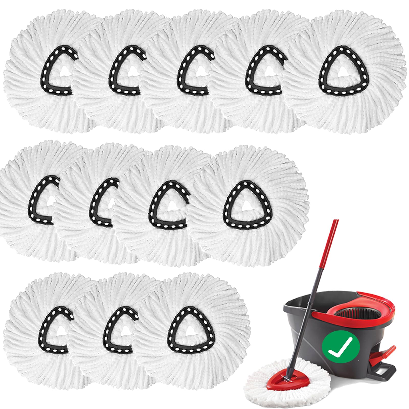 12 cabezales de repuesto para fregona giratoria, 100 % microfibra compatible con trapeador triangular giratorio, cabezal de repuesto para fregona giratoria de 360 grados para una fácil limpieza de la