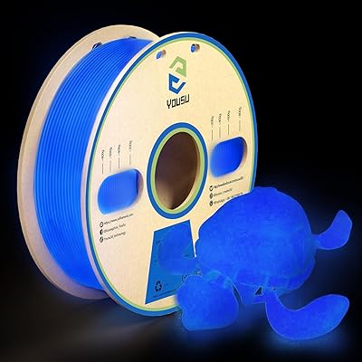 21 - YOUSU 3D Printer Filament 1.75mm PLA Filament Glow in Dark PLA Filament for 3D Printing Filament 1kg(2.2lbs) Spool,Blue