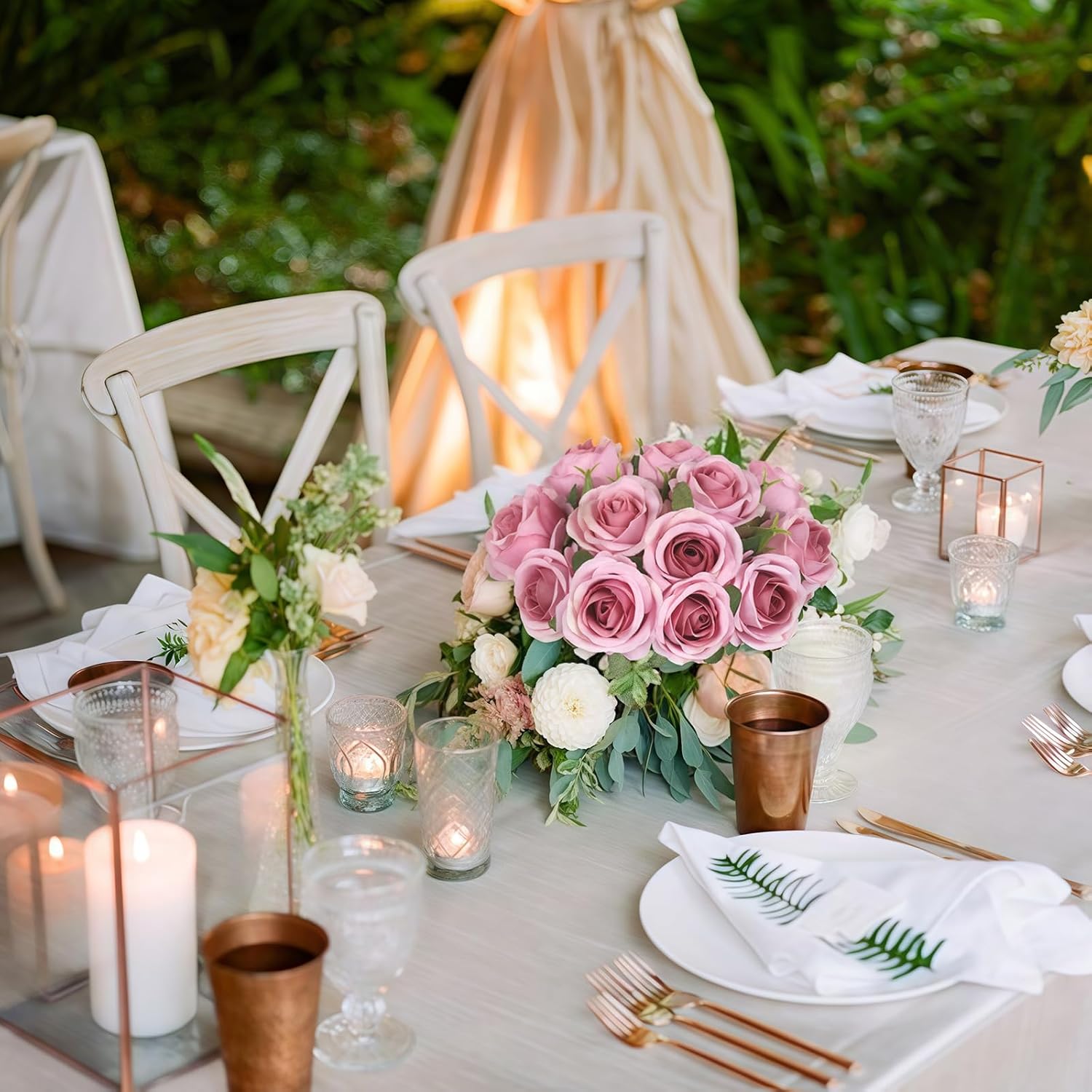 Pink Roses Artificial Flowers Silk Flowers 18PCS Mini Fake Roses Bouquet 12 in for Wedding Bridal Shower Floral Arrangements Party Home Table Decor(Pink) - Image 7