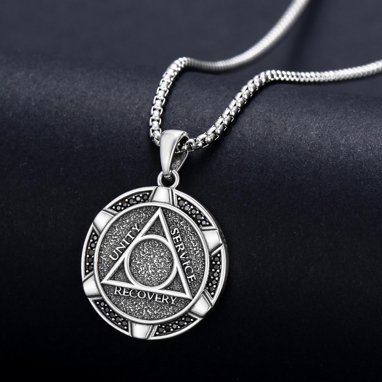 SIMONLY Alcoholics Anonymous Necklace 925 Sterling Silver Narcotics Anonymous Sobriety Necklace Snake Pendant NA/AA Sobriety Gifts for Men - Image 4