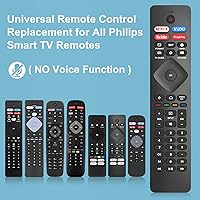 Vista 2 de Reemplazo para control remoto de TV Philips, compatible con todos los televisores inteligentes Philips Android LED/LCD/HDTV/UHD (NH800UP)