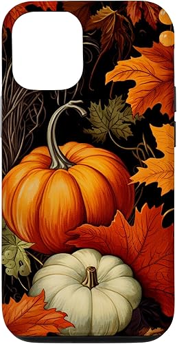 Funda para iPhone 13 Pro Vintage Design Autumn Leaves Pumpkin Pattern