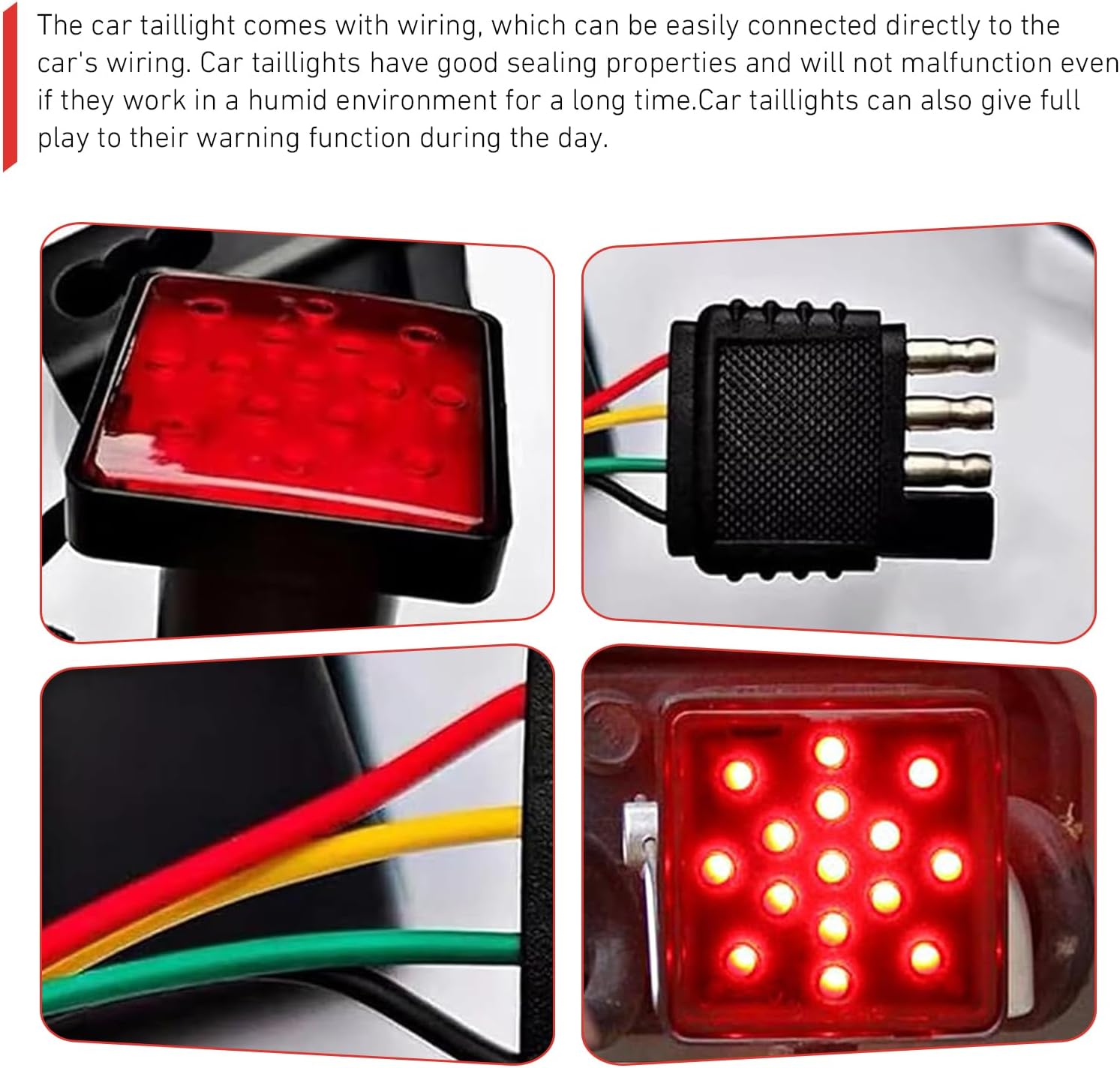 1 PC Trailer Hitch Light, Super Bright Towing Hitch Light, Waterproof Square LED Brake Lamp, Universal Trailer Accessories for Towing Truck SUV (Red #1)
