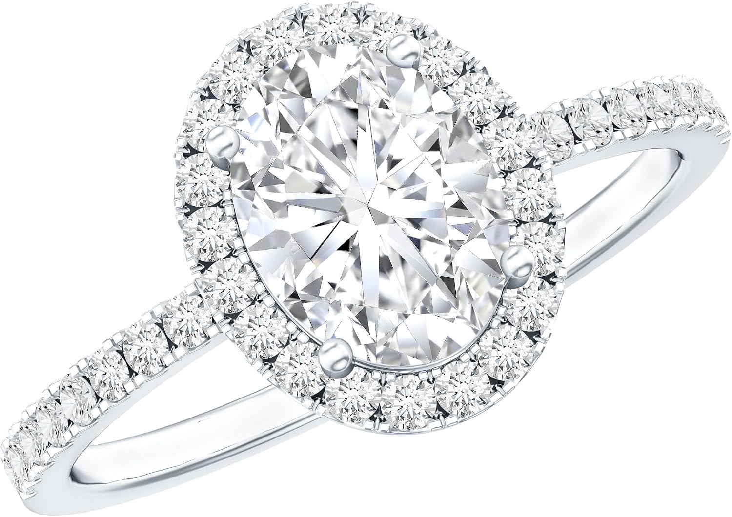 Certified 1.5 Carat Moissanite Oval Engagement Ring For Women, D-Vs1 Quality, Moissanite Halo Ring - Ready To Gift