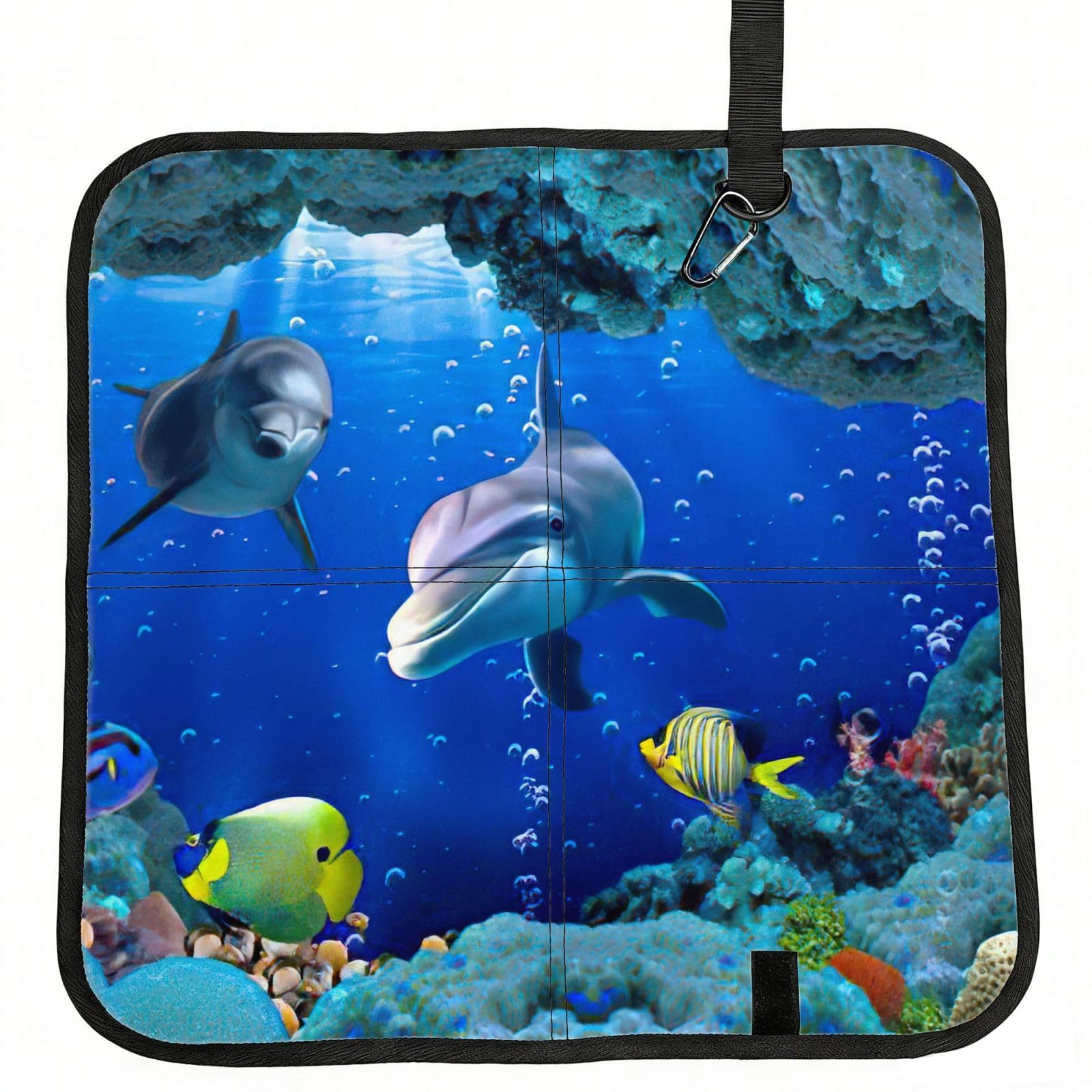 bghdfa Underwater World Fish Dolphi Print Outdoor Sitting Mat Waterproof Oxford Cloth Seat Cushion Folding Foam Camping Seat For Picnic