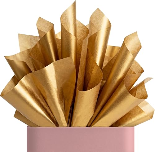 Papel de seda dorado para bolsas de regalo, 25 hojas, 20 x 20 pulgadas, papel de regalo reciclable para Navidad, bodas, cumpleaños, decoraciones de