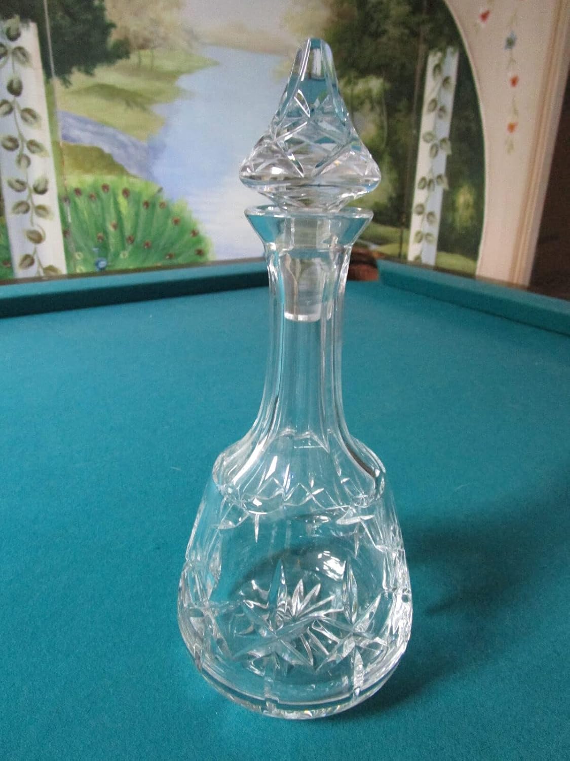 ATLANTIS CRYSTAL CUT DECANTER WITH STOPPER 12" MIDCENTURY