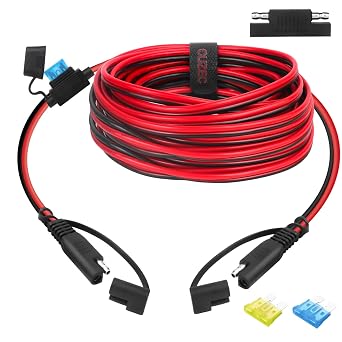 CUZEC 16FT/4.9m 16AWG SAE to SAE Extension Cable Quick Disconnect Wire Harness Connector Heavy Duty CU10390B