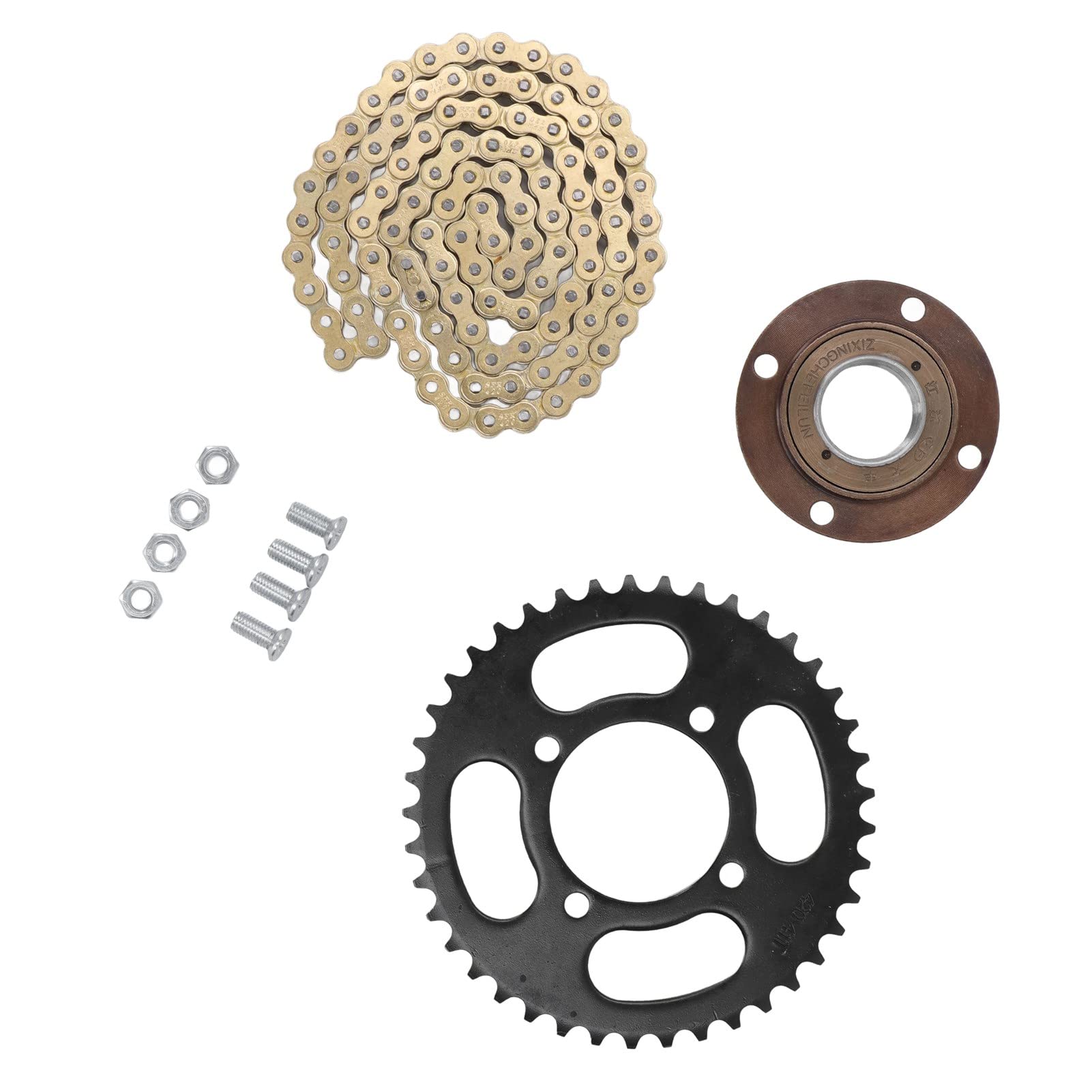 Kit de Remplacement de Roue à Chaîne, Chaîne D'entraînement en Alliage D'aluminium doré avec 104 Maillons 420 et Plateau 41 Dents, pour Scooters, Vélos, VTT, Motos,