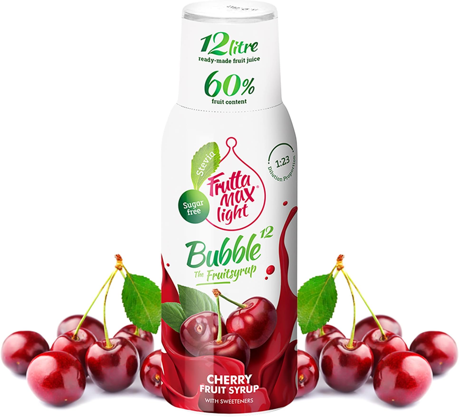 FruttaMax Sugar-Free Sour Cherry Syrup – 60% Real Fruit | Low-Calorie Drink Syrup for Soda Makers, Cocktails & Desserts – 500ml