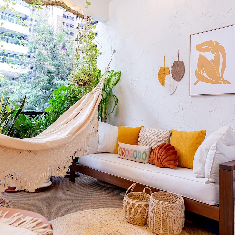 Disconnect Home | Large Hammock Bed, 141"x 59" inches for Indoor or Outdoor, Boho Style Hammock,Handcrafted, for 2 Person