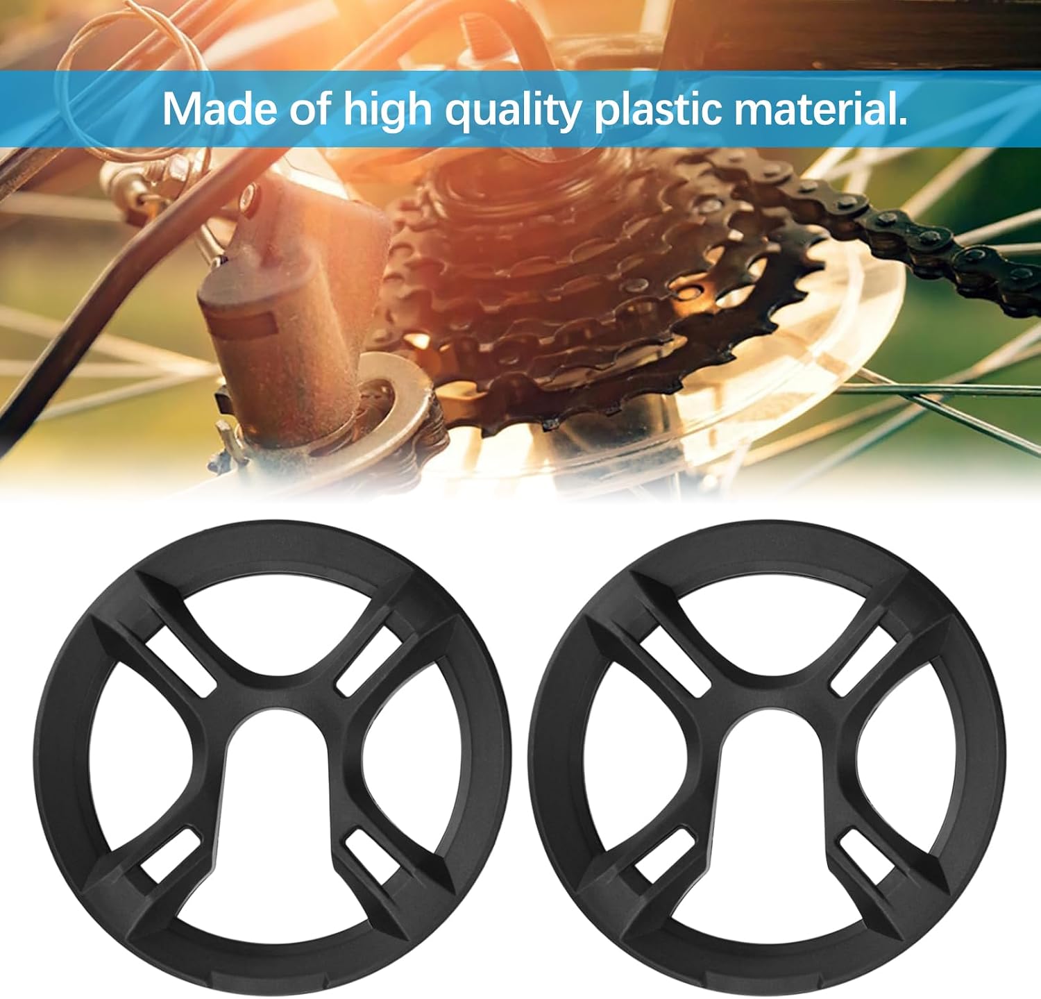 Flylin 2Pcs 4 Holes Bicycle Sprocket Cover, Thickened Bike Chain Guard with Mounting Screws, Plastic Bike Chainwheel Protective Guard Cover for Mountain Bikes/Road Bikes image 5