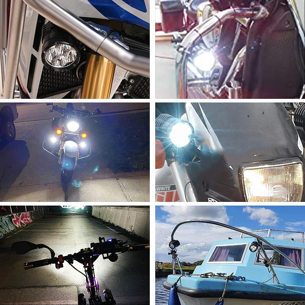 Biqing Feux Additionnels Moto,20W Phares LED de Moto Projecteur Avant Feux de Brouillard Supplémentaires avec Interrupteur Motos 12V 24V