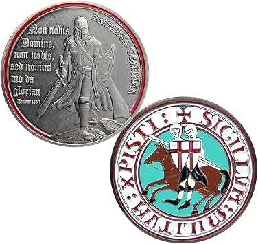 Knight Templar Challenge Coin Red Cross Warrior Prayer Coins