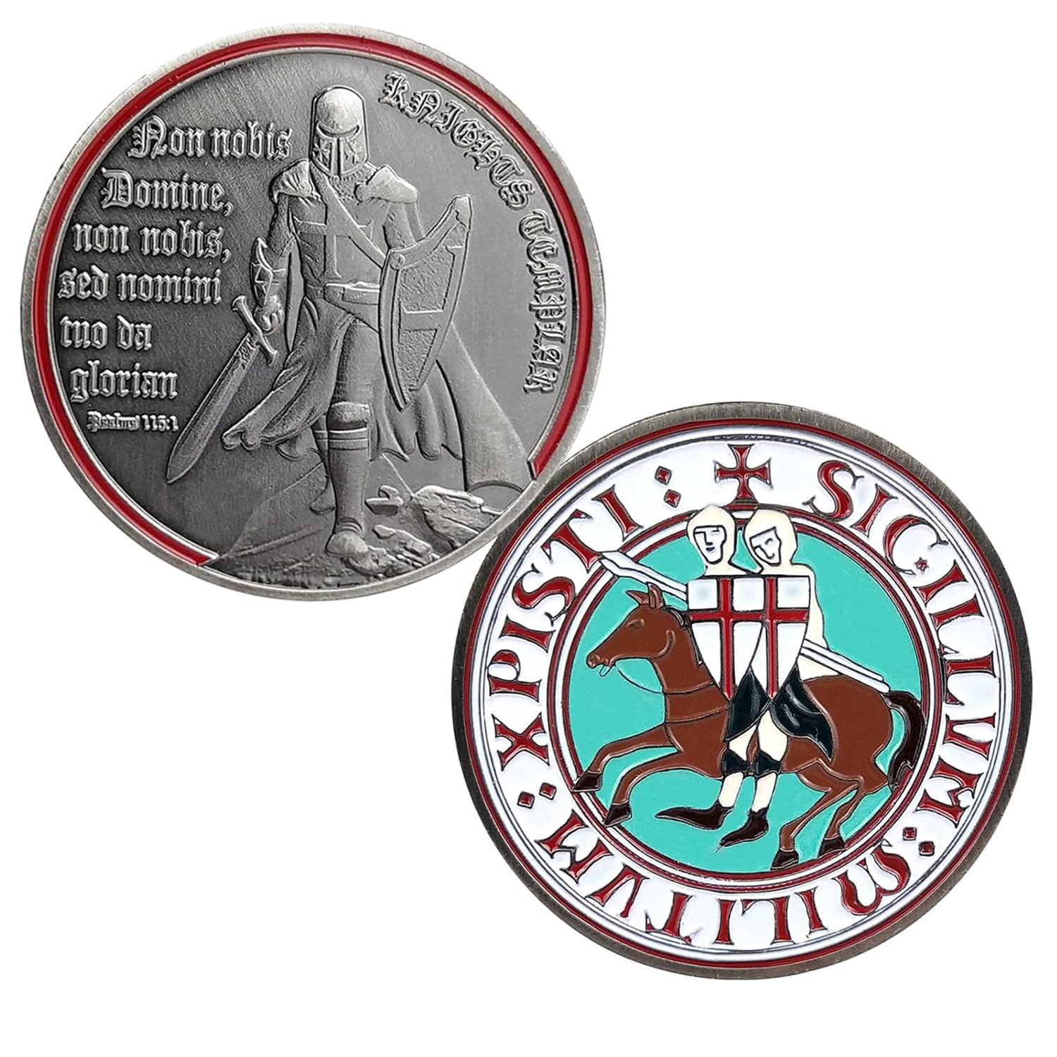 BHealthLife Knight Templar Herausforderungsmünze – 4 Cm, Mit St. Benedikt-Medaille, Religiöses Sammlerstück