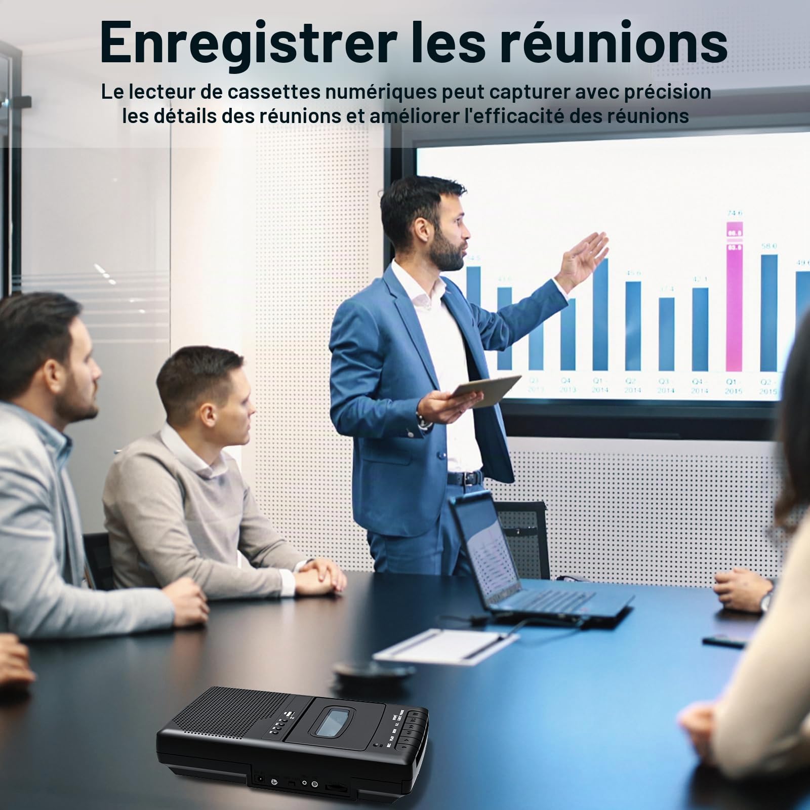 Lecteur Cassette Portable,Enregistreur de Cassettes,Convertisseur Numérique de Cassettes vers Disque Flash USB, Haut-Parleur Intégré, Poignée Rétractable