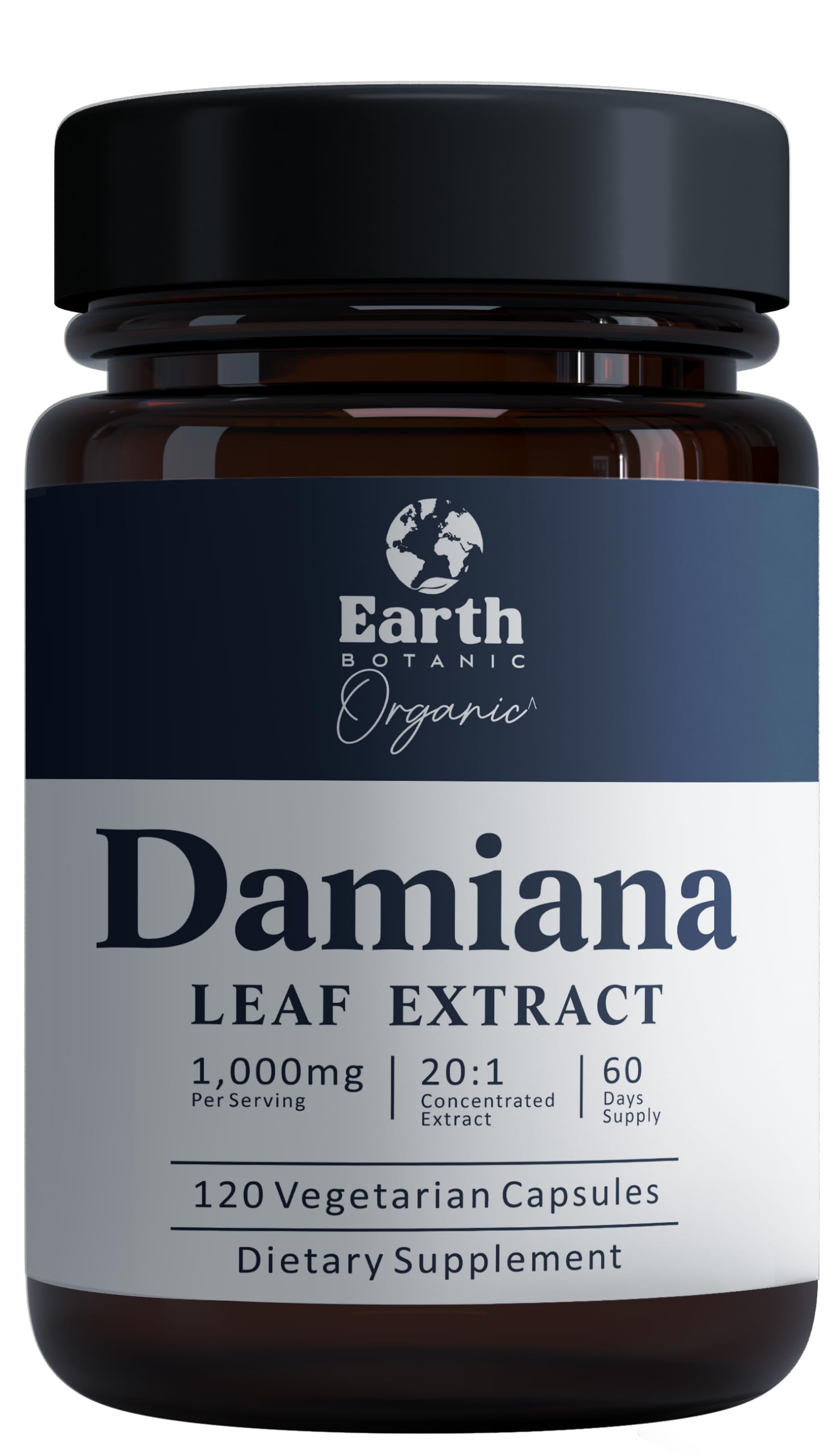 Earth BOTANIC Organic Damiana Leaf Extract 1000mg | 120 Damiana Capsules | Non-GMO, Gluten Free | Turnera Diffusa Organic Damiana Herb & Damiana Powder Supplement | Supports Women Wellness