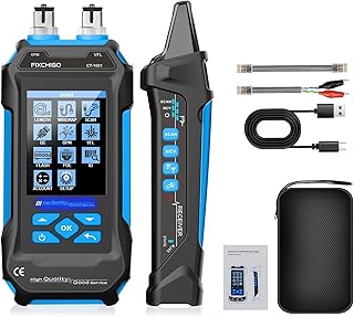 10 in 1 Network Cable Tester with 7 Wavelengths OPM 10Km/10mW VFL 600M Measurable Length 100 Records Tool Kit for CAT5 CAT6 Telephone Ethernet RJ11 RJ45 PoE Wire Tracer NCV, Blue