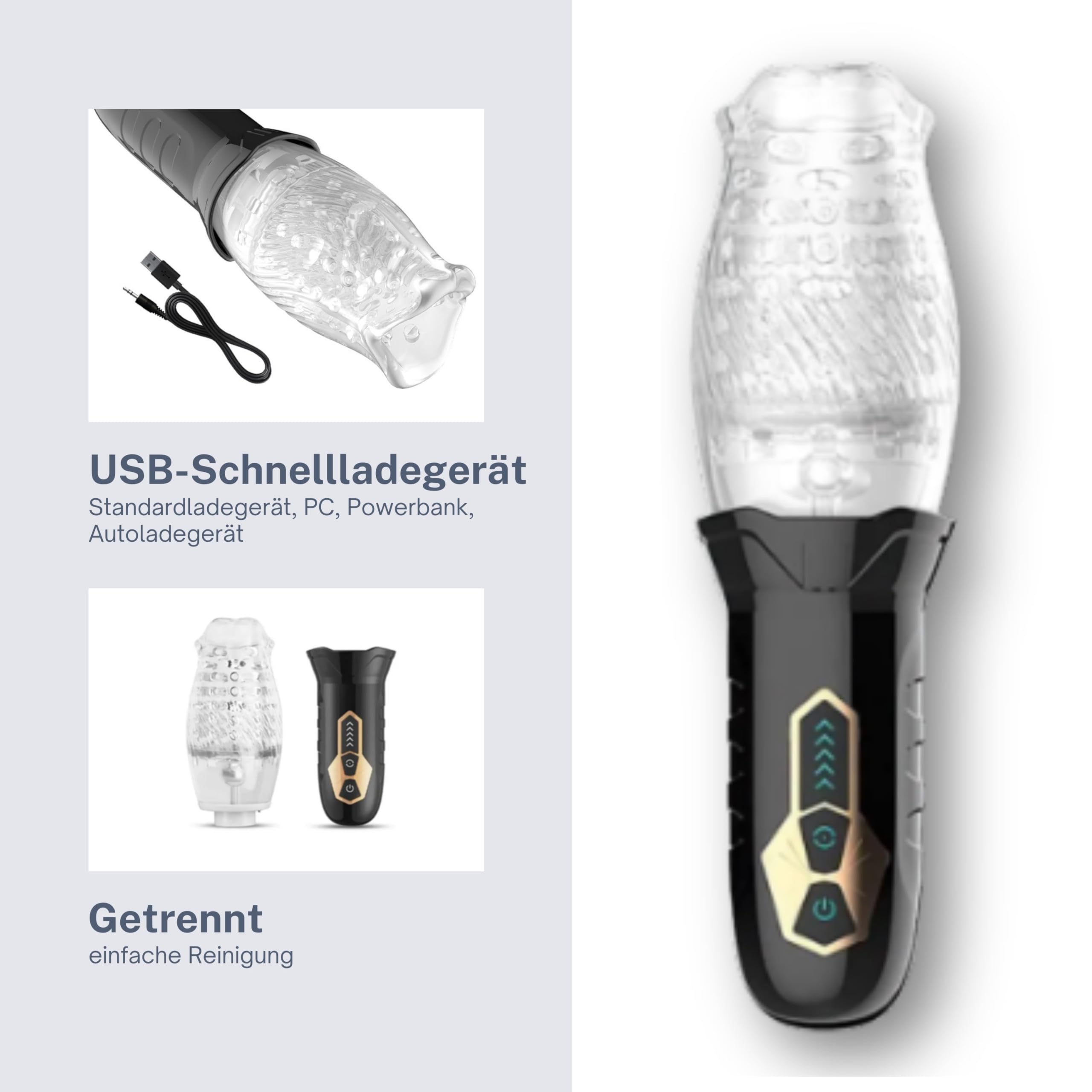Masturbateur pour hommes, jouet sexuel solo avec rotation et vibration – 22 cm, profondeur d'insertion 8 cm, diamètre d'entrée 5 cm pour une stimulation intense, ensemble de vibrateurs MC42