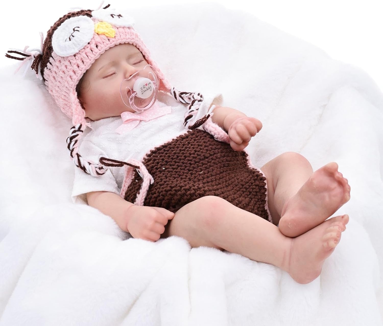 16 Inch Full Silicone Baby Doll with Rooted Hair, Soft Realistic Newborn Doll with 2 Outfits, Blanket, Pacifier, Diaper & Bottle, Comfort Doll Gift for Kids (Close Eyes)