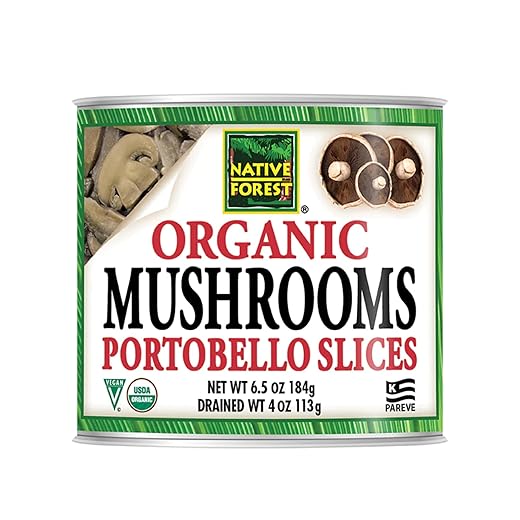 Native Forest Organic Portobello Mushroom Slices â€“ Canned Mushrooms, Low Calories & Fat, Non-GMO Project Verified, USDA Organic â€“ 6.5 Oz (Pack of 12)