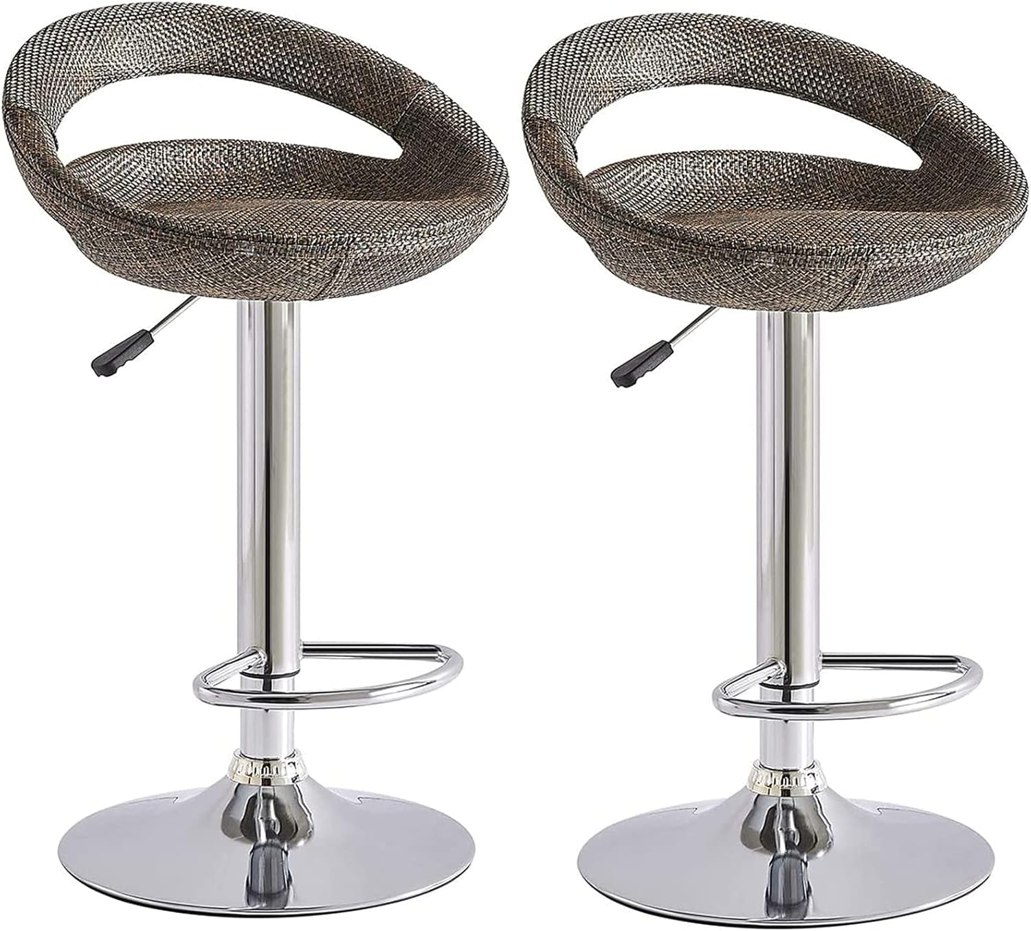 Set of 2 Bar Stools Rattan Seat Breakfast Bar Stools for Counter