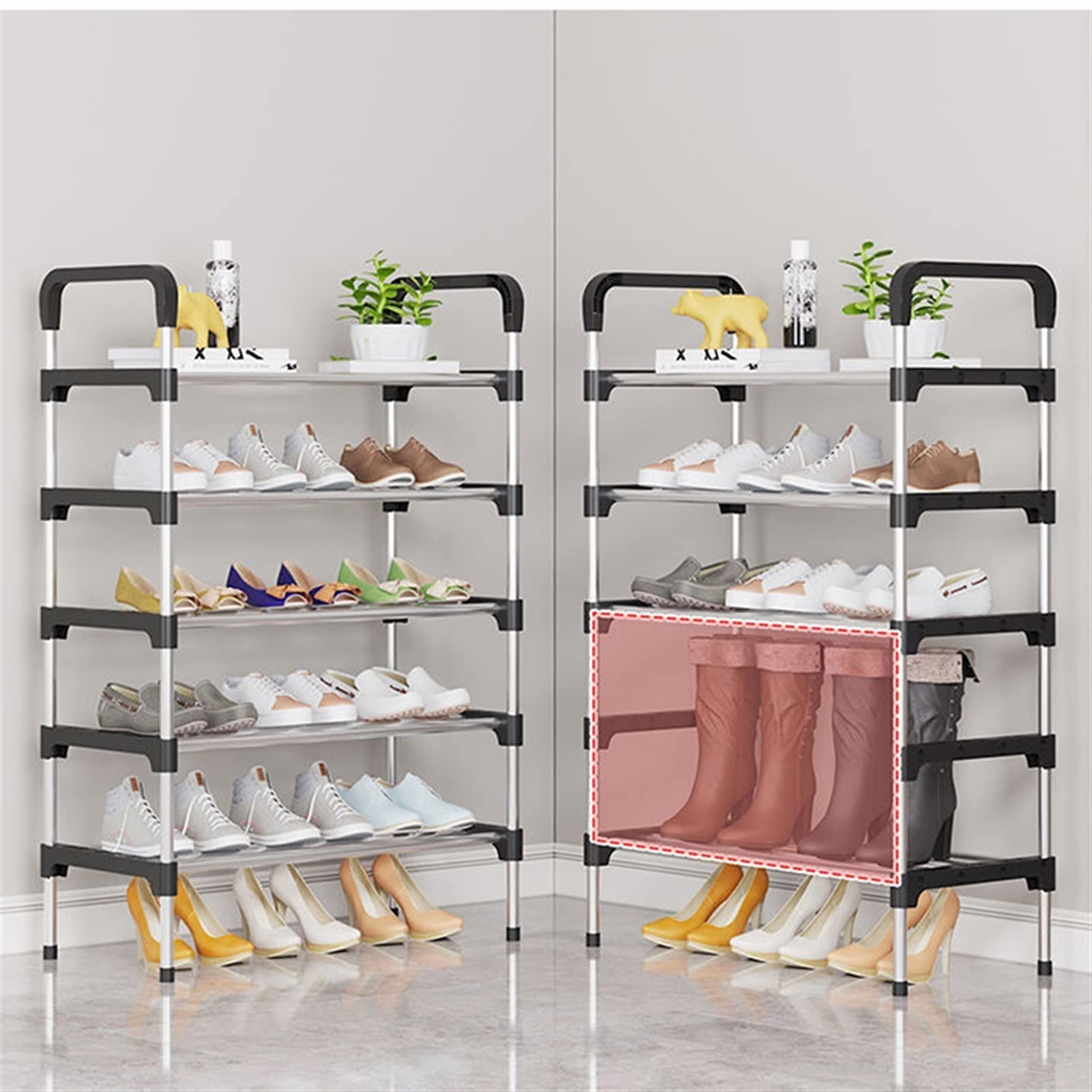 Racque de chaussure réglable et modulable de 8 à 10 niveaux pour un rangement familial