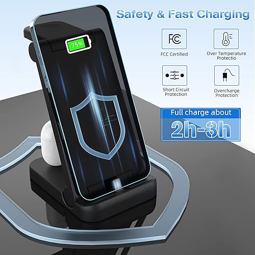 Miniatura 6 de Estación de carga para múltiples dispositivos estación de carga rápida 3 en 1 para iPhone 14131211X8 Plus Airpods cargador inalámbrico plegable para