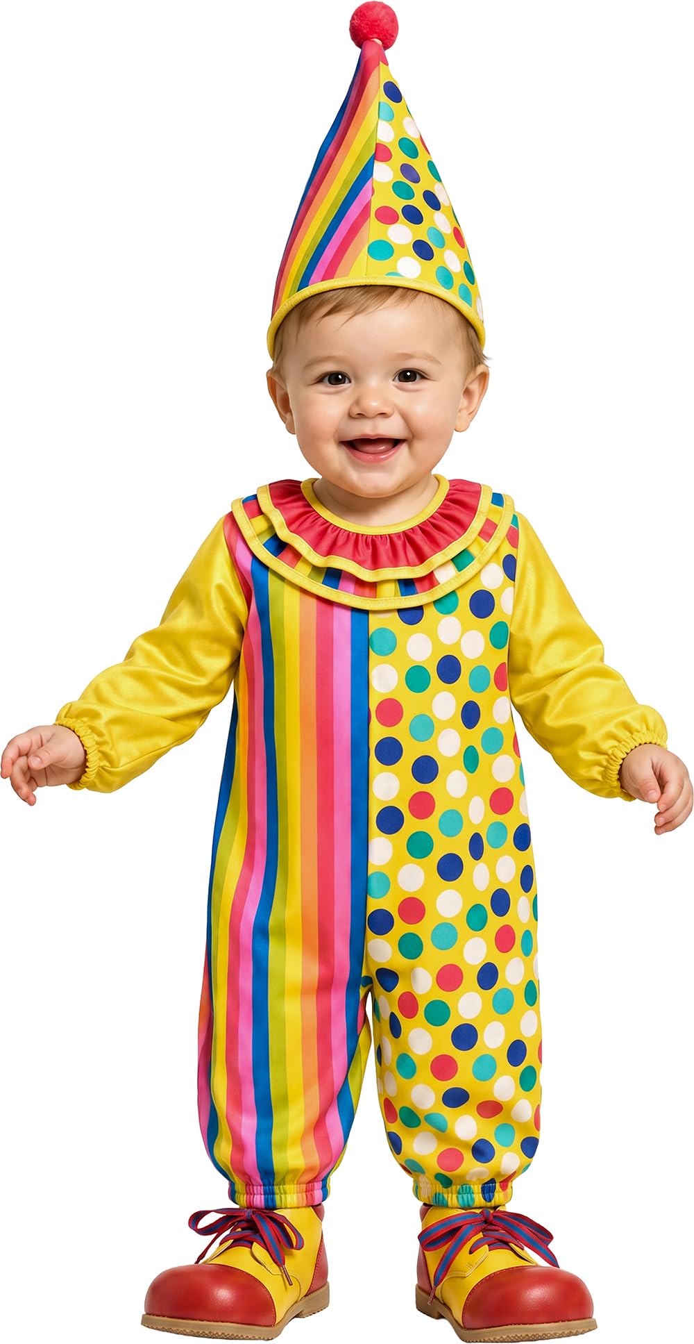 FIESTAS GUIRCA | Toddler Clown Fancy Dress Costume (2-3 Years) - Hat and Jumpsuit - Circus and Comedy Costumes for Halloween, Carnival and Fancy Dress Parties - Ideal for Unisex Children