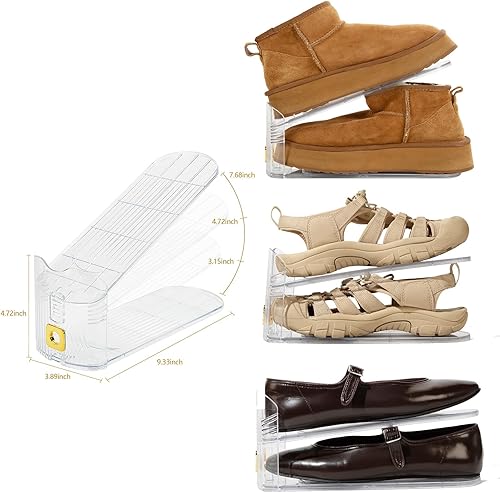 Miniatura 4 de Organizador de ranuras para zapatos, apiladores de zapatos ajustables, paquete de 10 ahorradores de espacio para zapatos, ranura para zapatos de