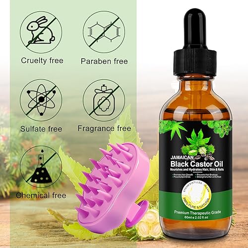 Miniatura 4 de Aceite de ricino negro jamaicano para el crecimiento del cabello, aceite de ricino negro orgánico prensado en frío 100% puro para masaje capilar con