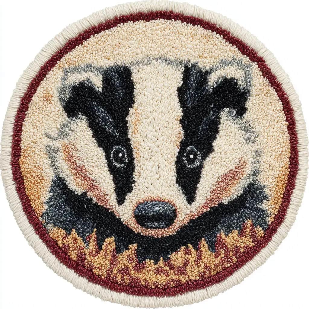 Kitquiver Latch Hook Craft Kit Rug Badger 50X50Cm