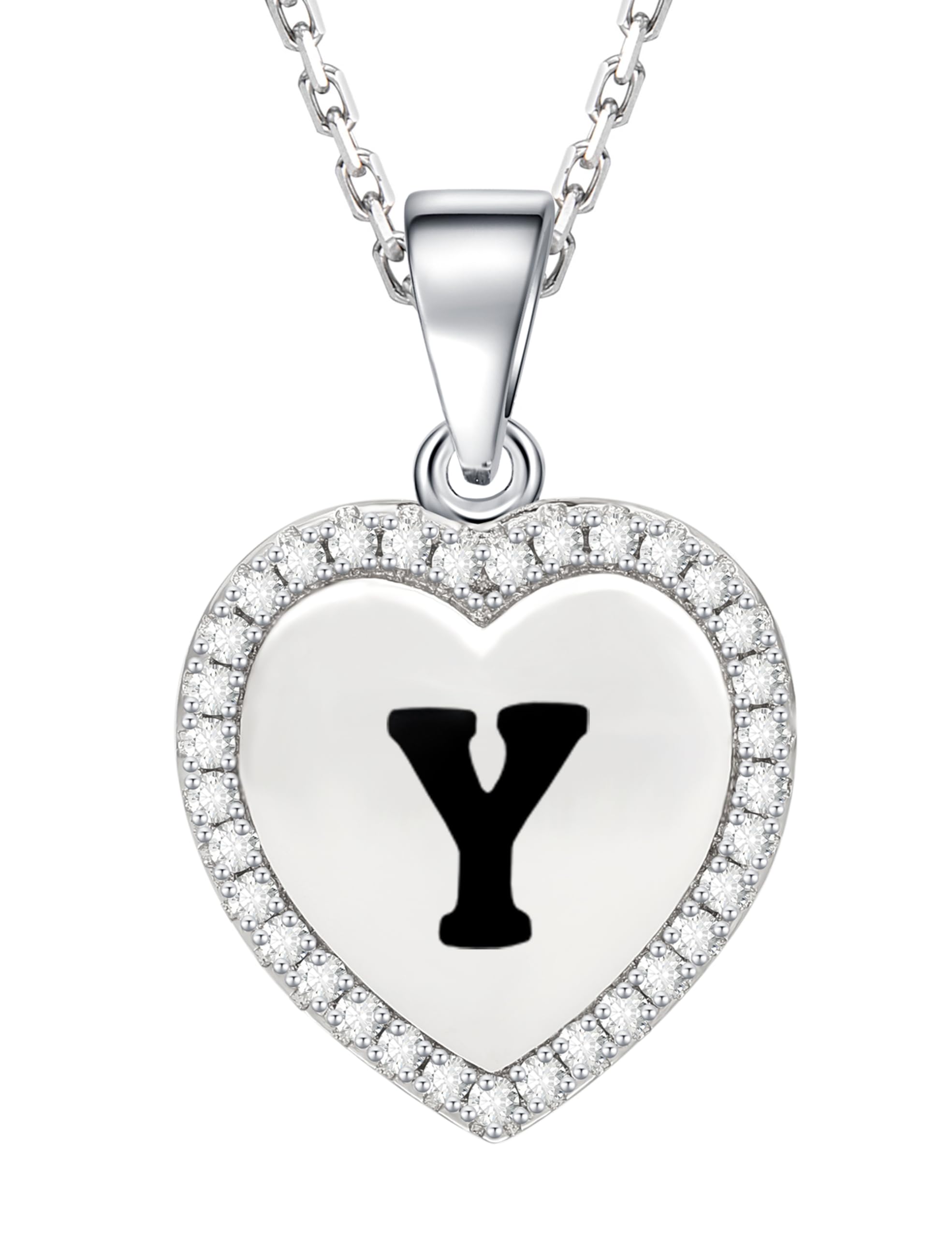 Cœur avec initiales argent sterling petit modèle avec zircon