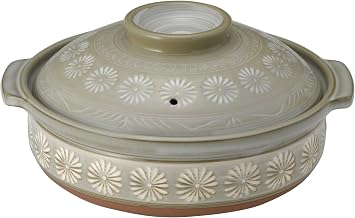 Ginpo 26091 Hana Mishima, Stain Resistant, Soil Pot, Induction Compatible, Compatible with Direct Flames, No. 9, For 3 - 4 People, Heat Retention, Made in Japan