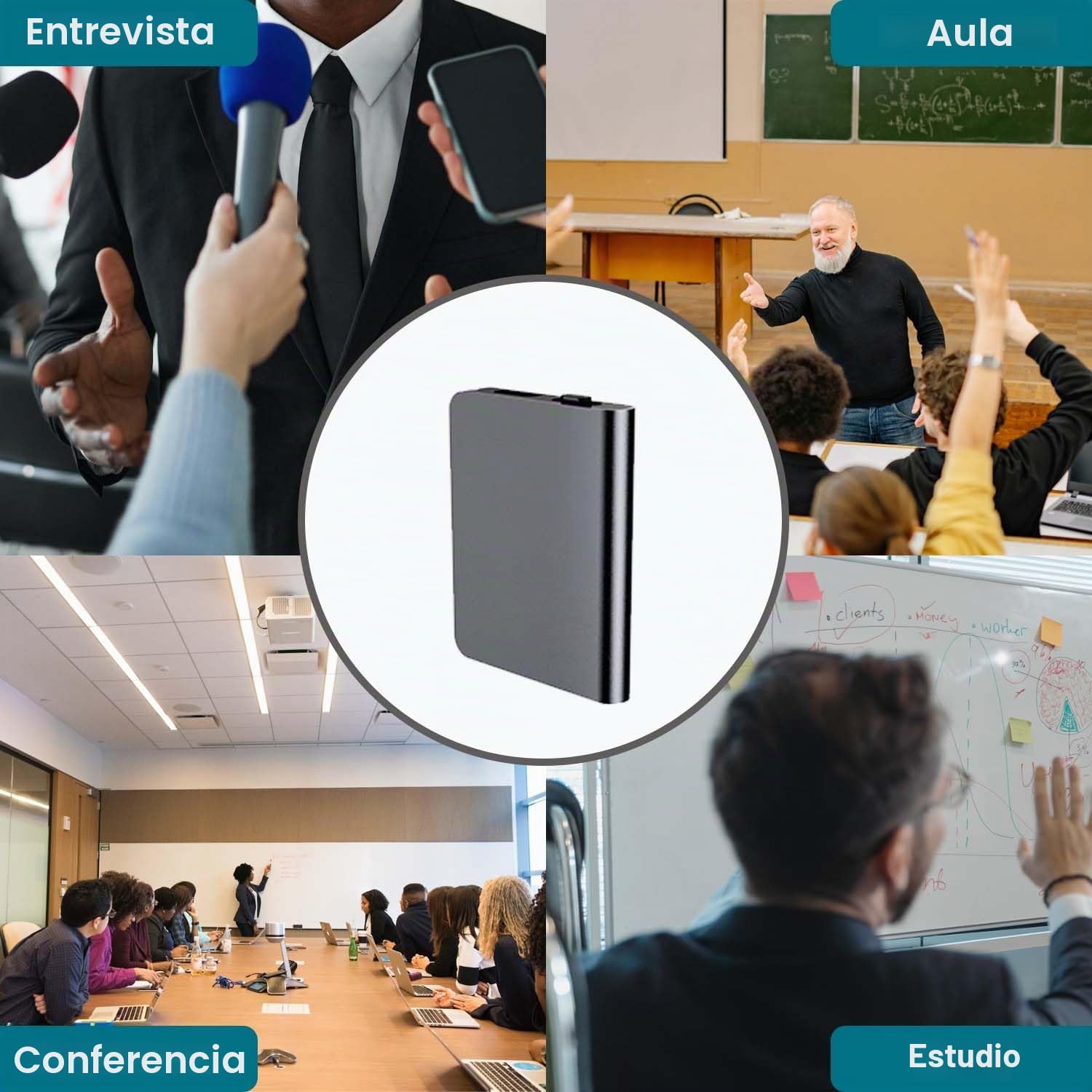 Grabadora de voz de 16 GB, mini grabadora de voz con activación de voz, grabadora de voz recargable por USB, para reuniones, entrevistas, lecciones