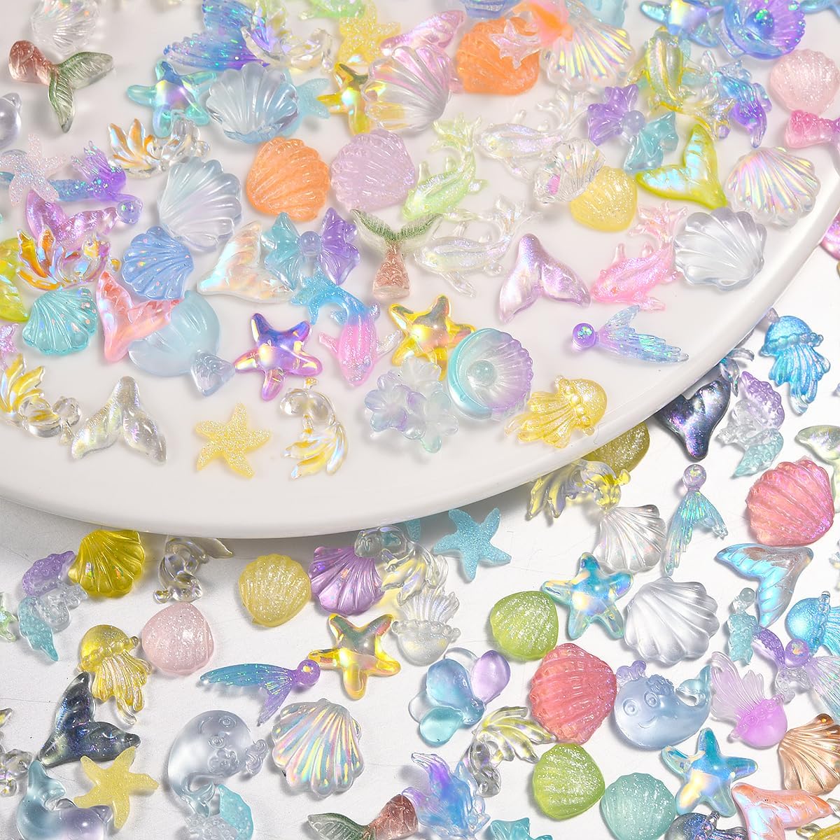 300Pcs Ocean Mini Resin Animals, Sea Figures to Hide, Bulk Tiny Animal Figurines, Mini Fish & Shells for DIY Crafts, Fairy Garden, Dollhouse & Aquarium