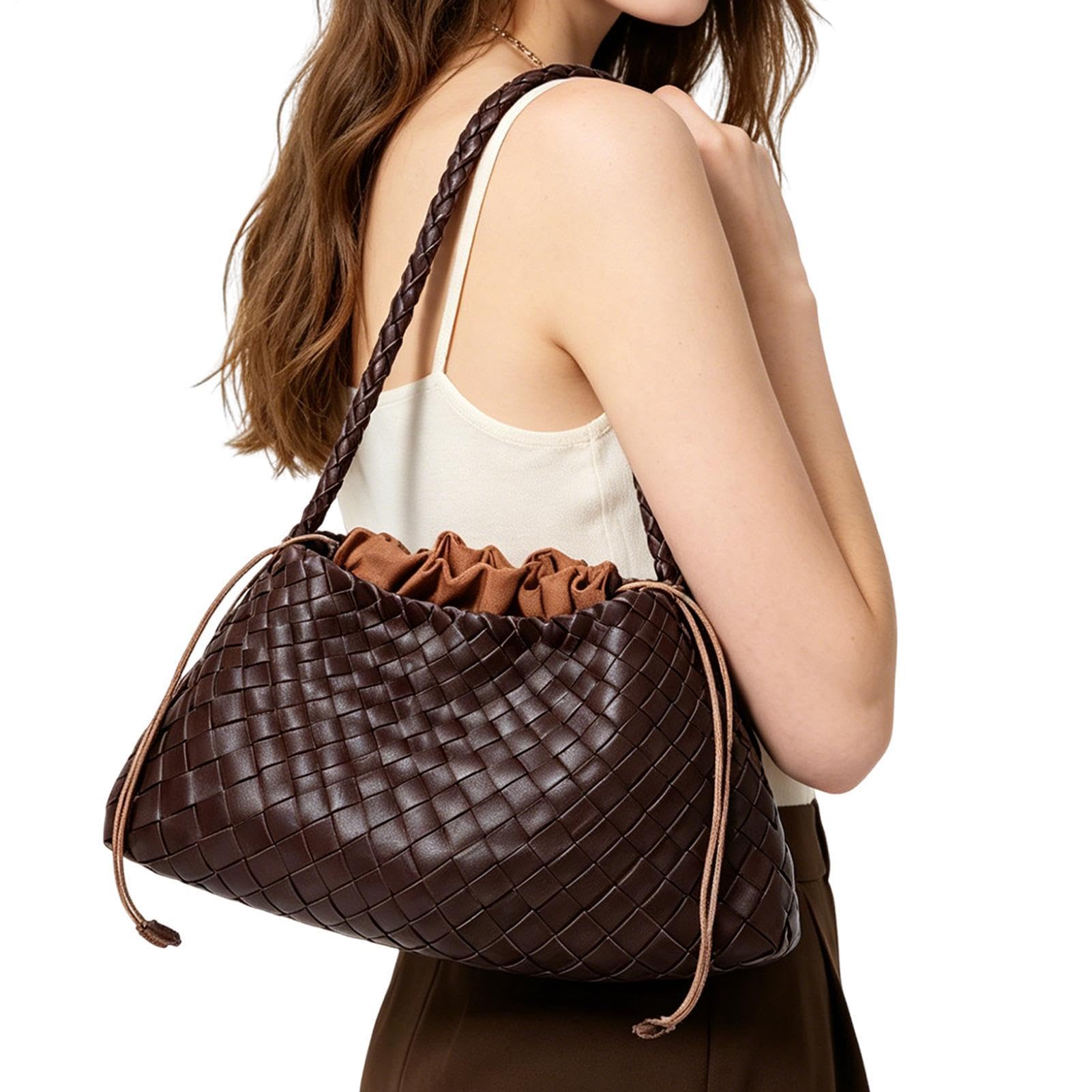Generisch Geflochtene Hobo Schultertasche für Damen,Sommerliche Freizeittasche - Modische Bucket Bag - für Damen Frauen Mädchen Ehefrauen Mütter Reiseliebhaber Pool Shopping Picknick Konzert Urlaub