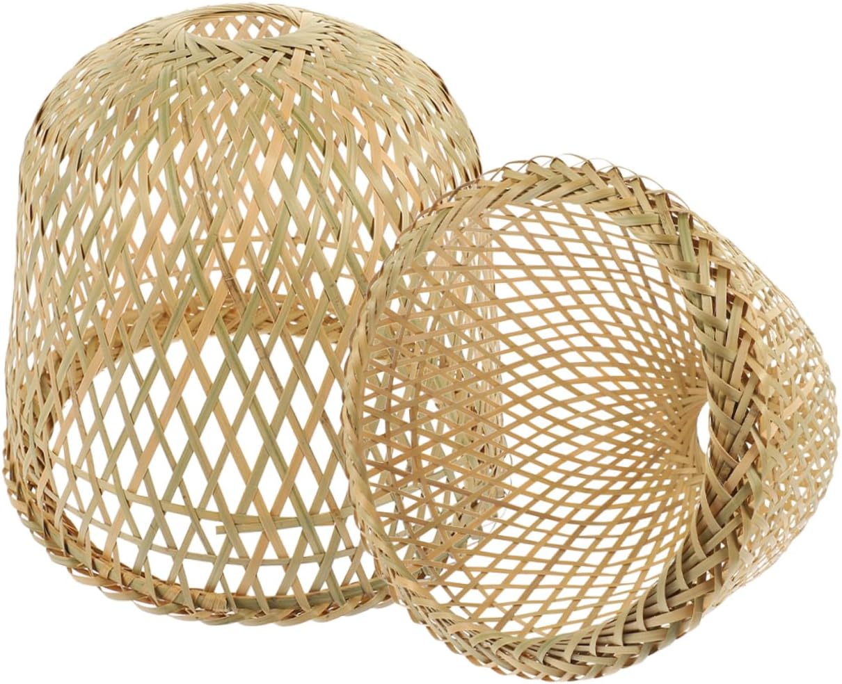 2pcs Rustic Bamboo Pendant Lampshade Handwoven Light Cover for Indoor Lighting for Corridors Restaurants and Homes Fits Bulbs