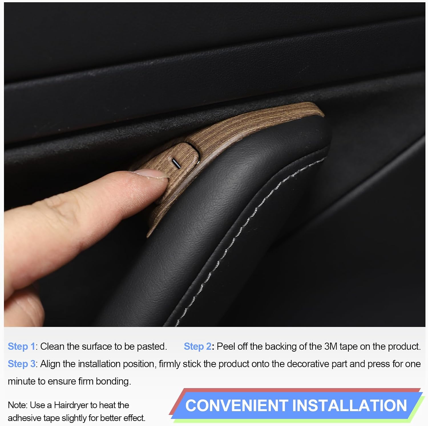 Door Lock Switch Button Frame for Tesla Model 3 2017-2020/ Model Y 2020-2021, Inner Door Push Button Trim, Door Release Switch Button Trim Cover Bezel Decoration Accessories, ABS Wood Grain
