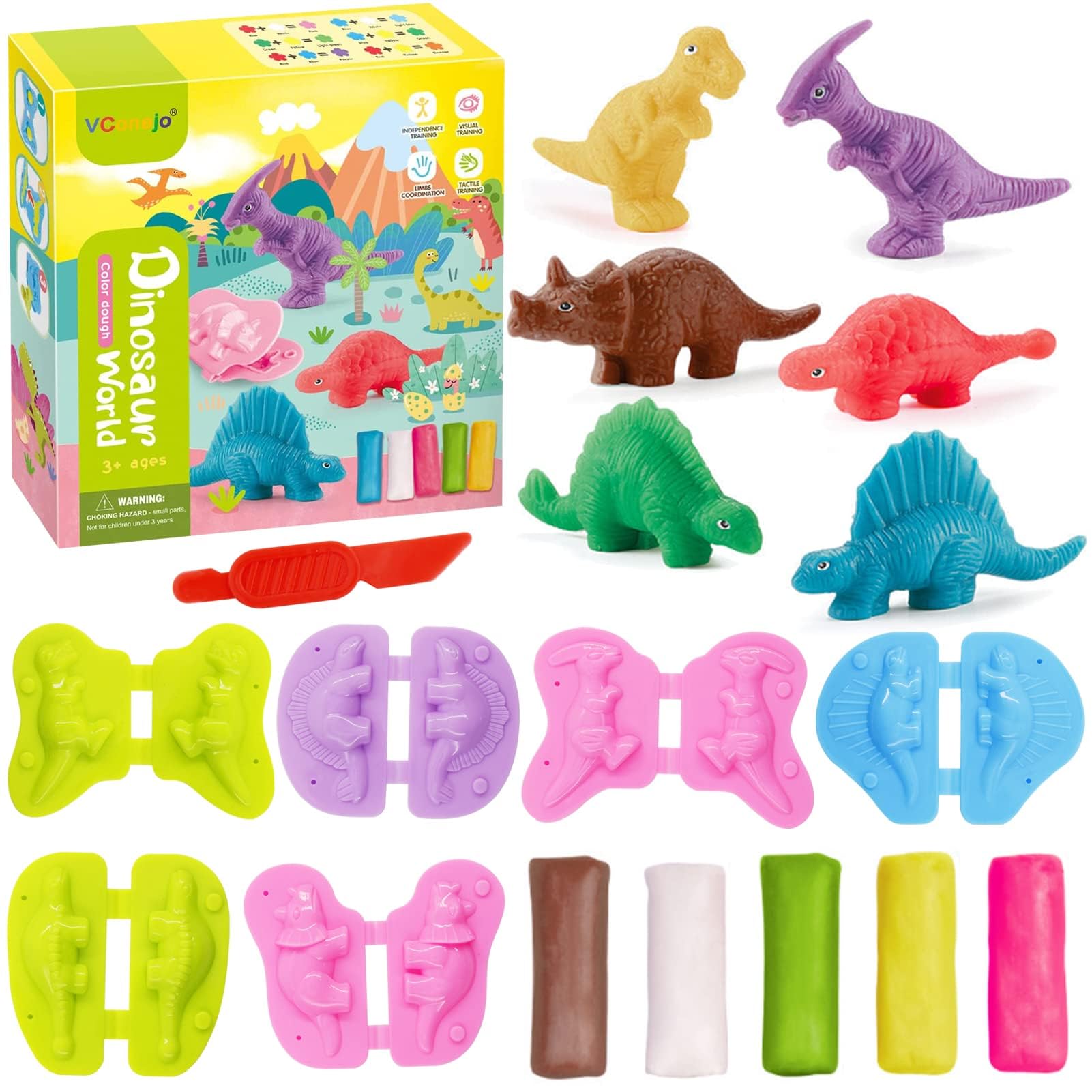 Moldes Plastilina Niños,Dinosaurios Moldes Plastilina Manualidades,Herramientas Plastilina para Niños 3 4 5 Años con Moldes y Accesorios