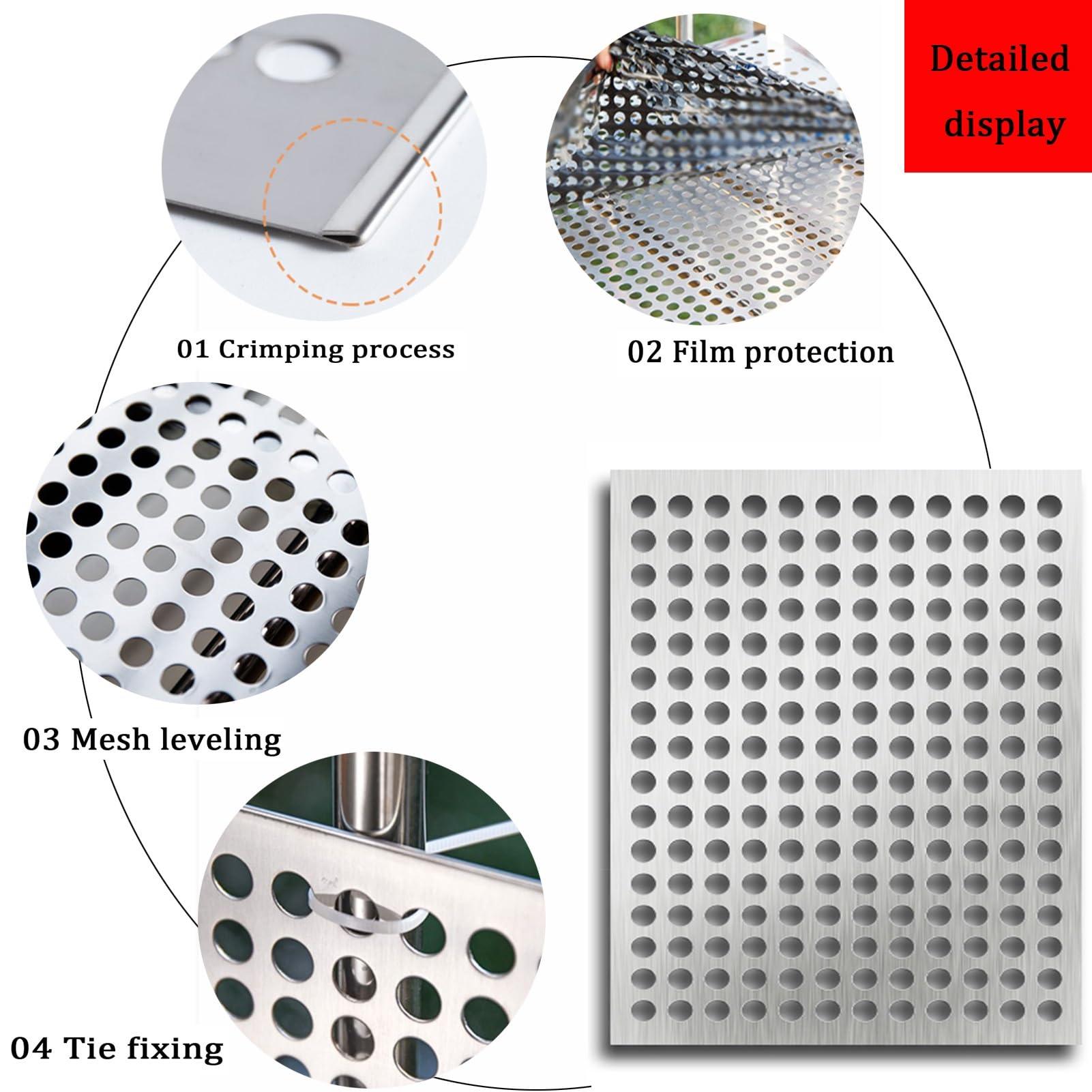 VXHCS 304 Lamiera in Acciaio Inossidabile, Lamiera Perforata in Metallo Durevole 0,8mm Pannello di Recinzione di Sicurezza Recinzione per Scale(24inx3ft(0.6x1m))
