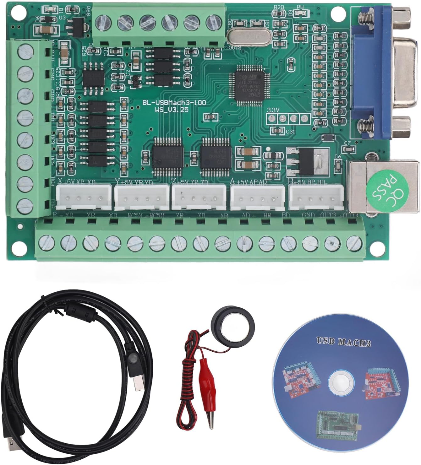 5 Axis Control Card Kit USB Motion Control Controller Board Z Probe CNC Carving Engraving Milling Machine 12V to 24V Broad Compatibility Optocoupler Isolation Versatile Controls