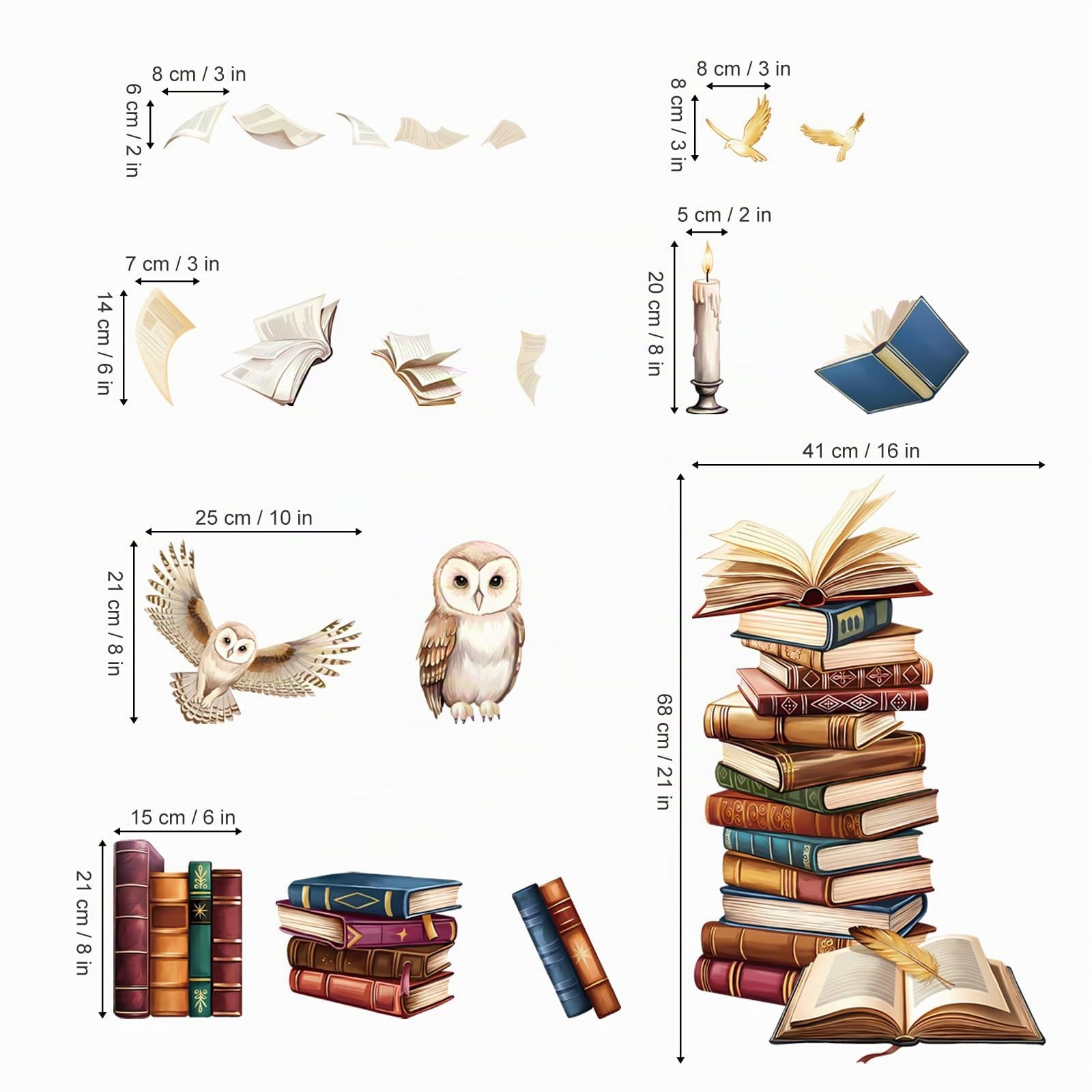 decalmile Adesivi Murali Libro Magico Bambini Adesivi da Parete Gufo Libro Retrò Decorazione Murale Camera Bambini Asilo Nido Aula