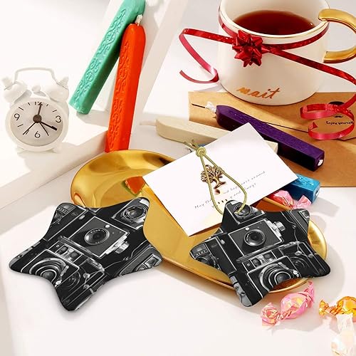 Miniatura 6 de Adornos de árbol de Navidad colgantes retro Cool Camera Collection Adornos de cerámica Estrella Navidad Decoración de porcelana adorno colgante de