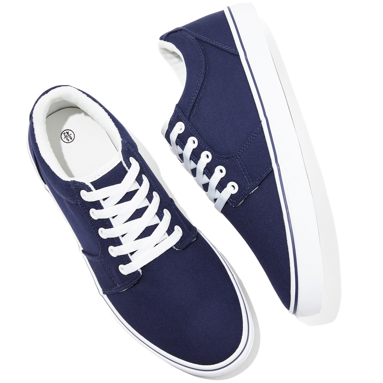 Men's White Casual Tennis Shoes Black Canvas Sneakers
