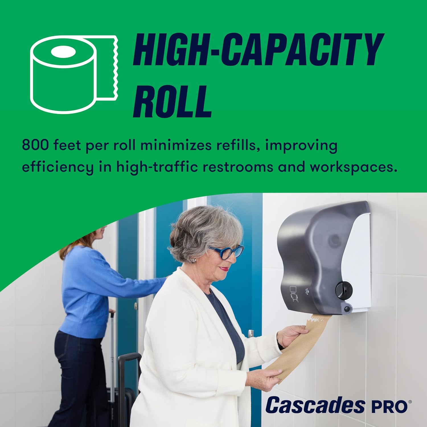 Cascades PRO Select Strong and Absorbent Hand Papertowels - Suitable for most universal dispensers - Paper Towel Rolls Bulk - 800 Sheets/Roll, 6 Rolls/Box - H085- Natural Brown